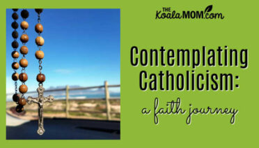 Contemplating Catholicism: a faith journey. Photo of rosary in focus and blurry landscape background by Pixabay.