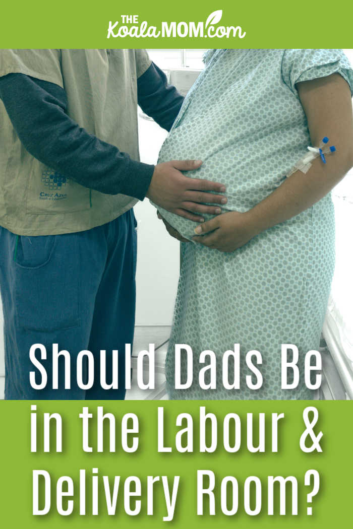 Should Dads Be in the Labour & Delivery Room? Photo of dad supporting pregnant mom in a hospital gown by Bruno Curly via Pexels.
