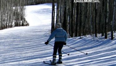 My mom skiing down a run at the Little Smoky Ski Area in northern Alberta.