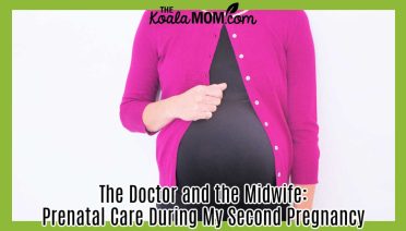 The Doctor and the Midwife: Prenatal Care During My Second Pregnancy. Photo of Bonnie Way wearing a pink sweater over a black dress while pregnant.