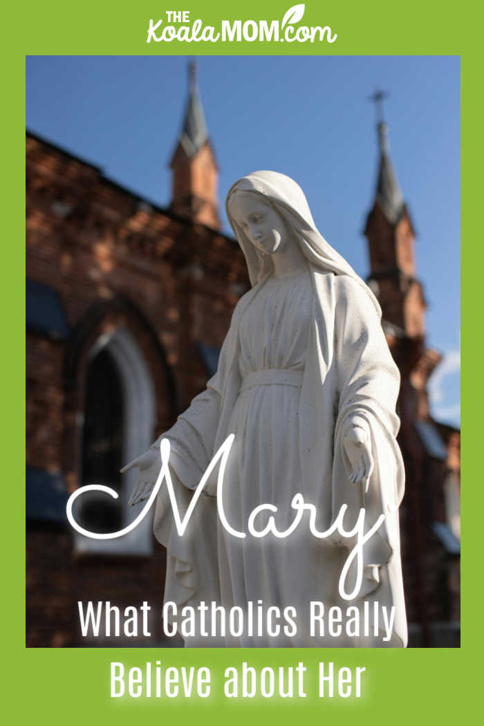 Mary: What Catholics Really Believe about Her. Photo of a white statue of the Virgin Mary outside a church by Marina M via Pexels.