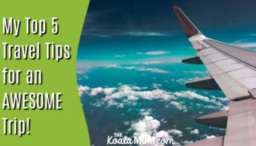 My Top 5 Travel Tips for an AWESOME trip! Photo of sky and clouds past airplane wing by Sheila Condi via Pexels.