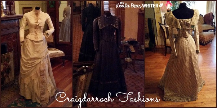 Craigdarroch Castle fashions - three dresses on mannequins