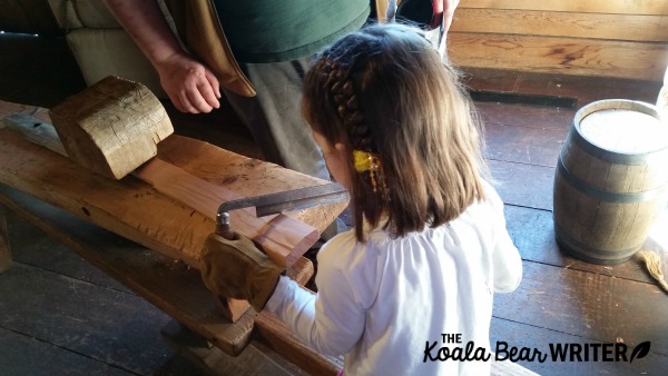 Carving wood at Fort Langley National Historic Site, BC