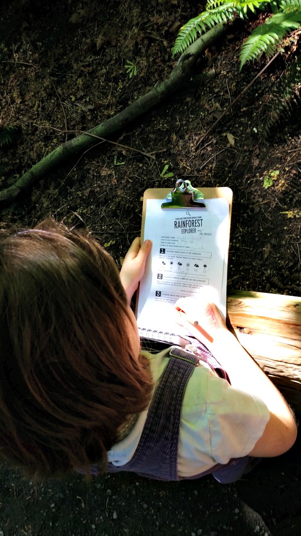 Sunshine taking notes about the rainforest
