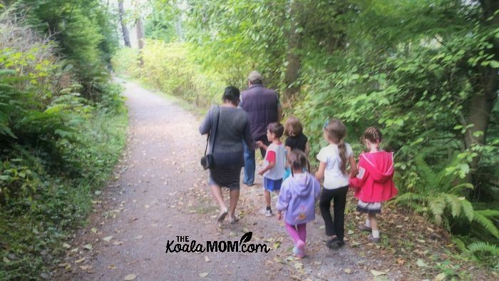 A family Hiking in Stanley Park