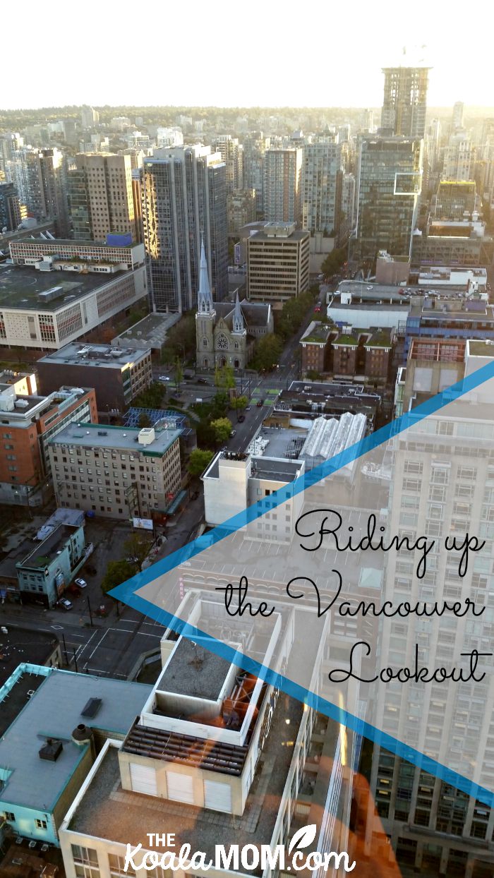 Riding up the glass elevator on the Vancouver Lookout