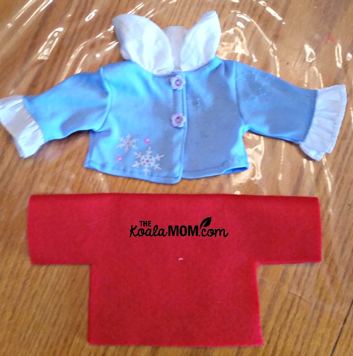 Cutting out a felt doll jacket