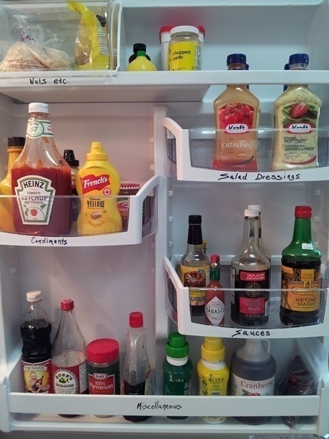 fridge labeled with Sharpies