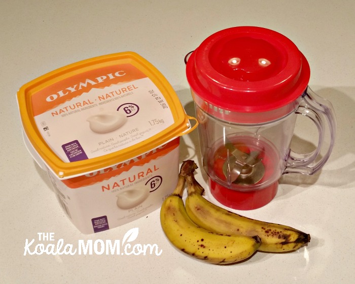 Strawberry Banana smoothie with natural Olympic yogurt