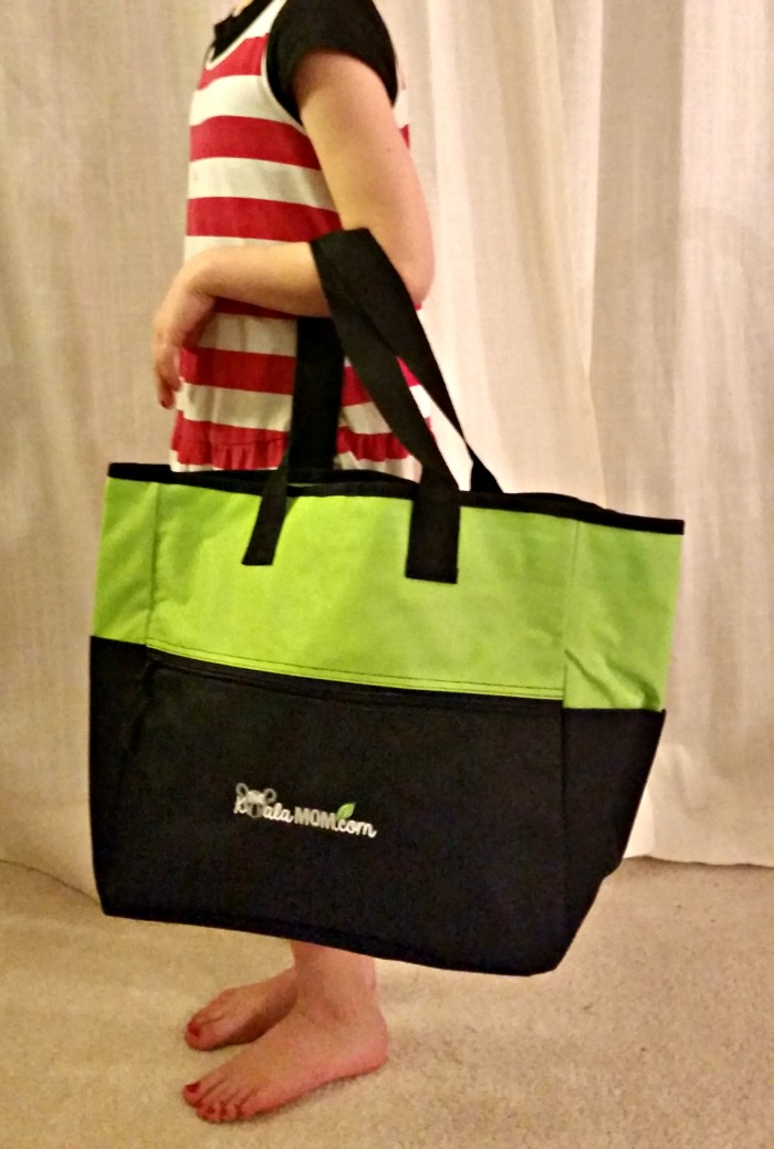 The Koala Mom green-and-black canvas tote