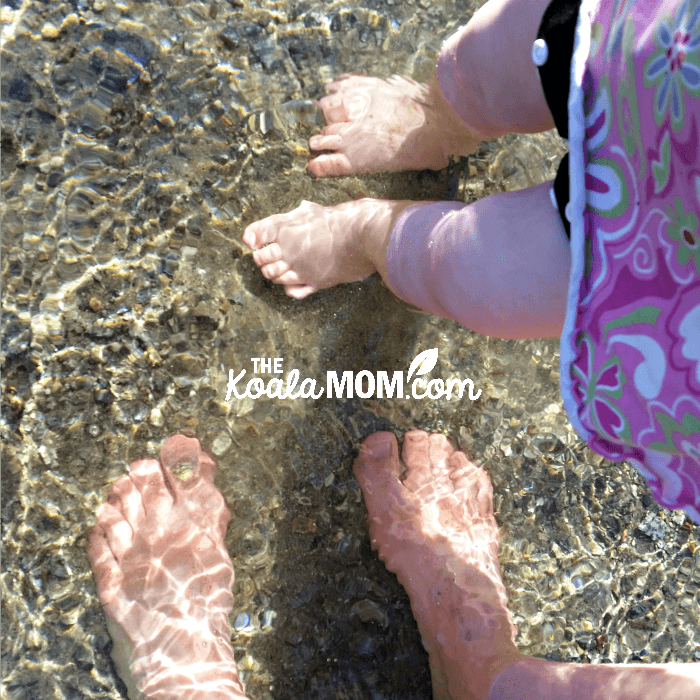 Pearl and I wading in Buntzen Lake