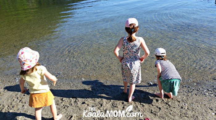 Three girls playing in Buntzen Lake