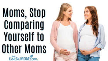 Moms, Stop Comparing Yourself to Other Moms. Photo of two different pregnant moms smiling at each other via Depositphotos.