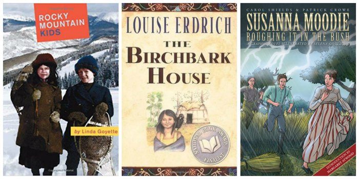 A few great books for Canadian tween girls, including Rocky Mountain Kids (short stories), The Birchbark House (historical fiction) and Susanna Moodie: Roughing It In the Bush (graphic novel).