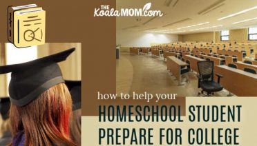 How to help your homeschool student prepare for college: A young woman wearing a graduation cap looks towards a photo of an empty university lecture hall.