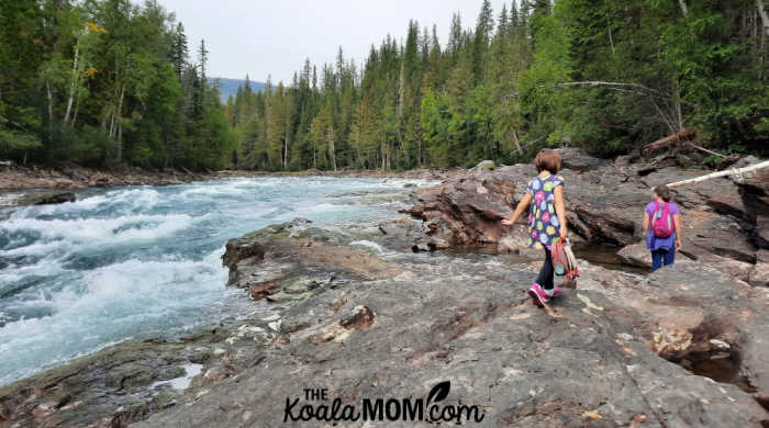 Exploring Bailey's Chute in Wells Gray Provincial Park.