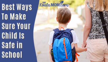 Best Ways To Make Sure Your Child Is Safe in School. Photo of mom walking with son to school via Depositphotos.