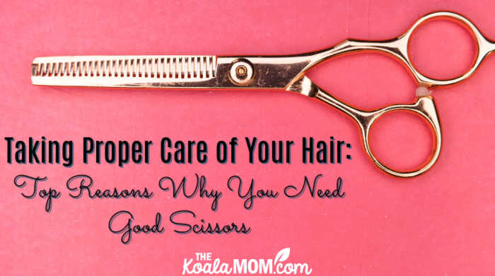 Taking Proper Care of Your Hair: Top Reasons Why You Need Good Scissors. Photo of gold hair cutting scissors on pink background by Markus Winkler on Unsplash