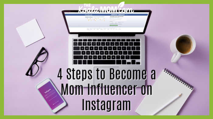 4 Steps to Become a Mom Influencer on Instagram. Photo of laptop with Facebook and smartphone with Instagram via Depositphotos.