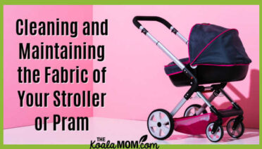 Cleaning and Maintaining the Fabric of Your Stroller or Pram. Photo of pink-and-black baby pram against pink background via Depositphotos.