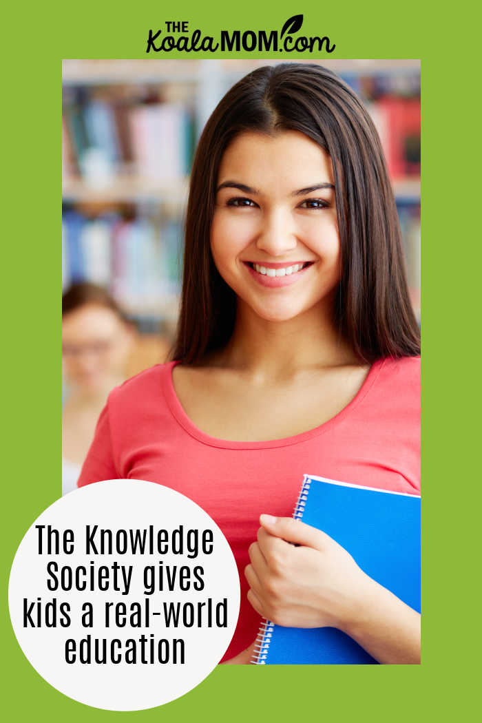 The Knowledge Society gives kids a real-world education. Photo of smiling female student via Depositphotos.