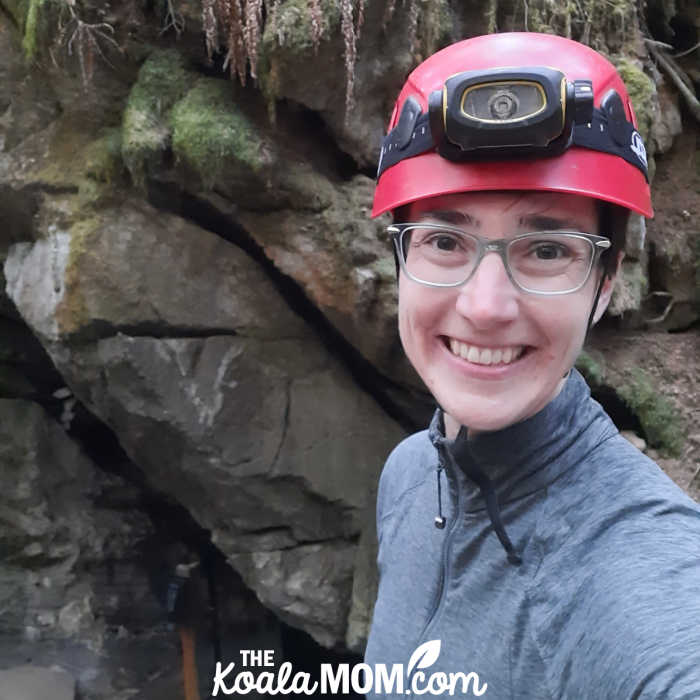 Bonnie Way takes a selfie at the cave entrance.