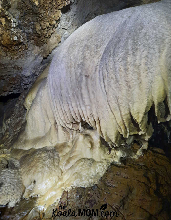 Calcite formation inside a cave.