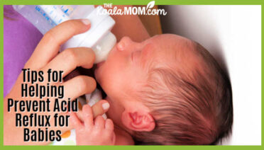 Tips for Helping Prevent Acid Reflux for Babies. Photo of mom bottle feeding baby via Depositphotos.