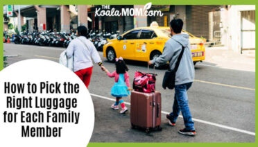 How to Pick the Right Luggage for Each Family Member. Photo of family with large rollie suitcase by Markus Winkler on Unsplash.
