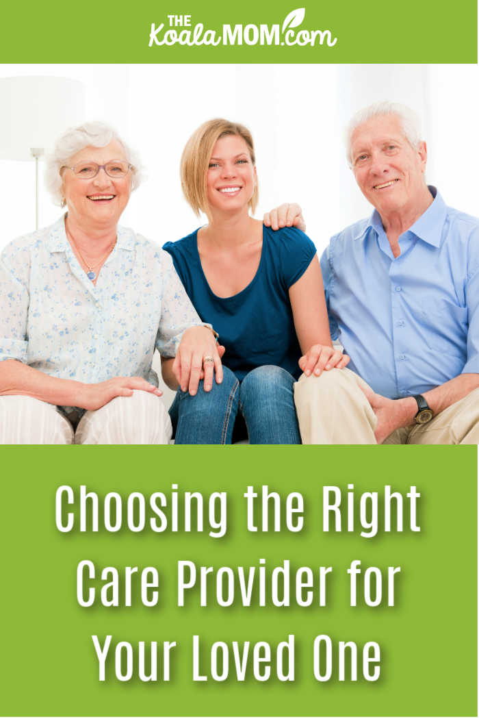 Choosing the Right Care Provider for Your Loved One. Photo of woman sitting with her older parents via Depositphotos.