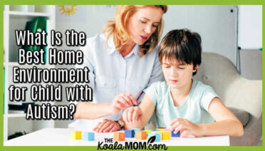 What Is the Best Home Environment for an Autistic Child? Photo of woman working with child playing with blocks via Depositphotos.