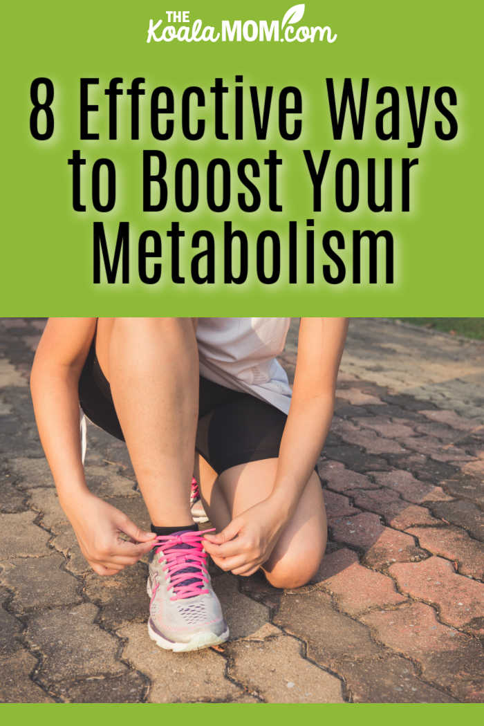 8 Effective Ways to Boost Your Metabolism. Photo of woman on one knee lacing up her grey running shoes by Tirachard Kumtanom via Pexels.
