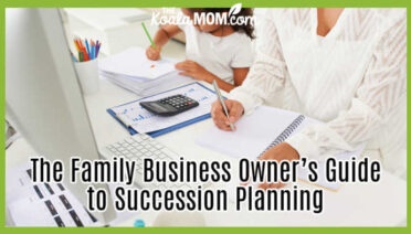 The Family Business Owner's Guide to Succession Planning. Photo of mom working at her computer with her daughter doodling beside her via Depositphotos.