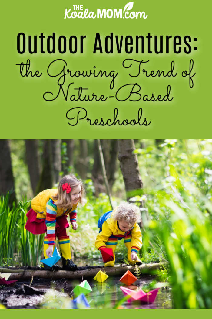 Outdoor Adventures: the Growing Trend of Nature-Based Preschools. Photo of two children putting paper boats in the river via Depositphotos.