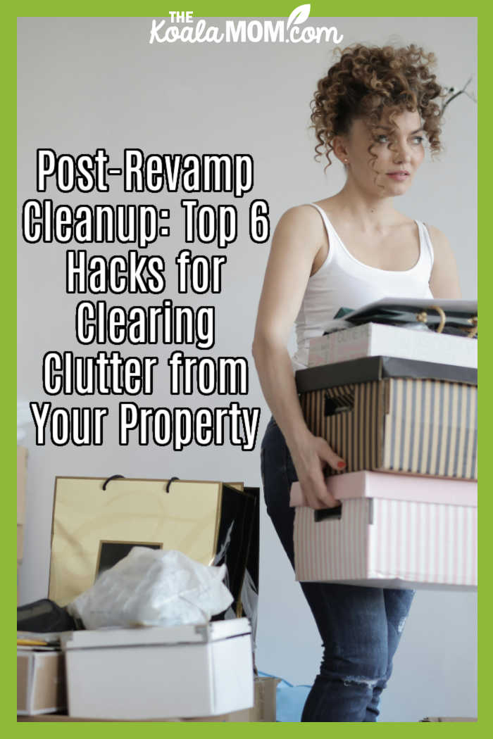 Post-Revamp Cleanup: Top 6 Hacks for Clearing Clutter from Your Property. Photo of woman carrying boxes from a pile of clutter by Andrea Piacquadio via Pexels.