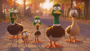 Still shot of the duck family from the movie Migration.