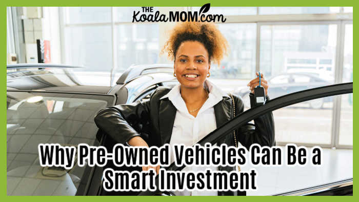 Why Pre-Owned Vehicles Can Be a Smart Investment. Photo of happy woman holding keys to her used car by Antoni Shkraba via Pexels.