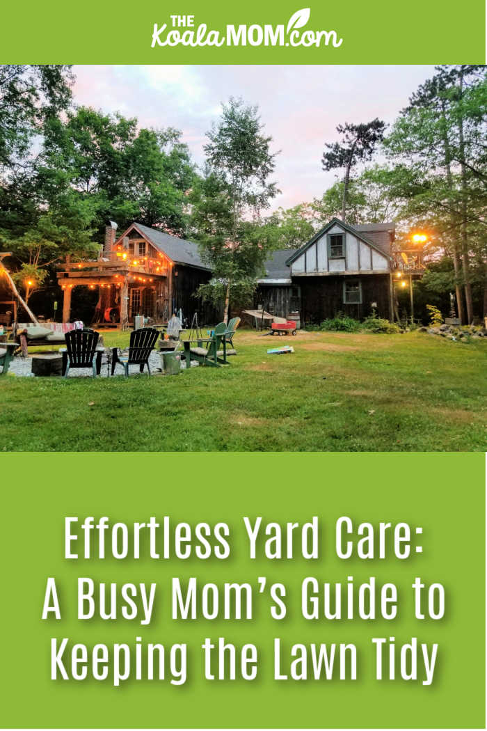 Effortless Yard Care: A Busy Mom’s Guide to Keeping the Lawn Tidy. Photo of backyard with fire pit and patio chairs by Shaun Montero on Unsplash