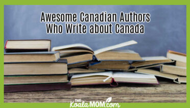 Awesome Canadian Authors Who Write about Canada. Stock photo of books sitting open on a desk with a blue background.