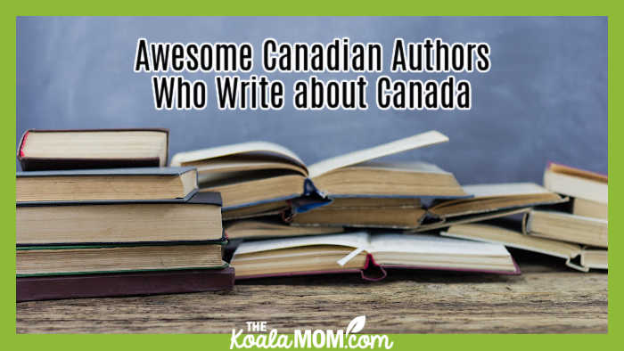 Awesome Canadian Authors Who Write about Canada. Stock photo of books sitting open on a desk with a blue background.