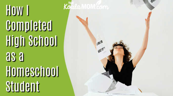 How I Complete High School as a Homeschool Student. Photo of a female student sitting at a desk throwing her papers in the air by Kaboompics.com via Pexels.