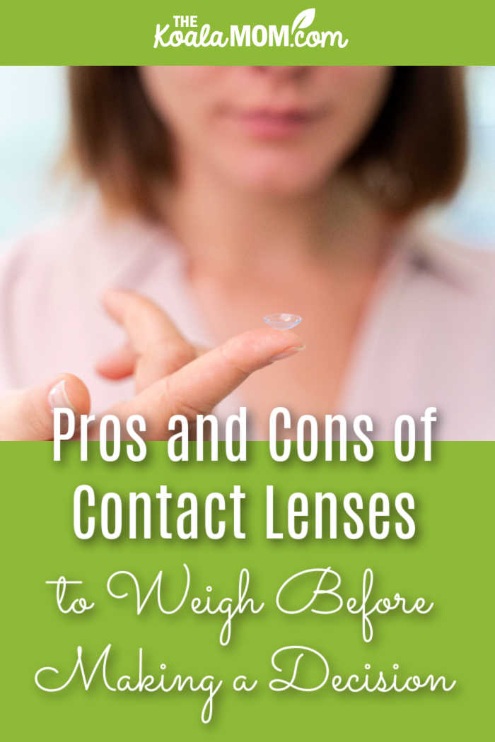 Pros and Cons of Contact Lenses to Weigh Before Making a Decision. Photo of woman (blurry in background) looking at contact lens on her finger via freepik.