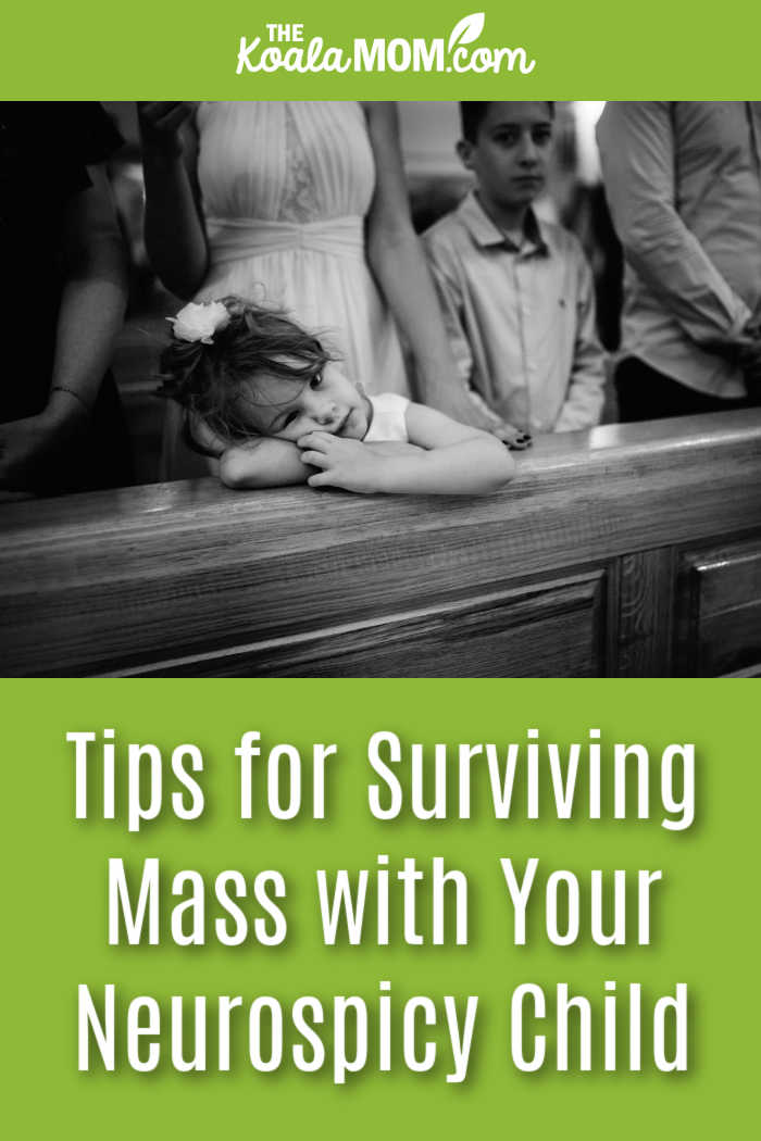 Tips for Surviving Mass with Your Neurospicy Child. Photo of child laying her head on a pew by Sandro Crepulja via Pexels.