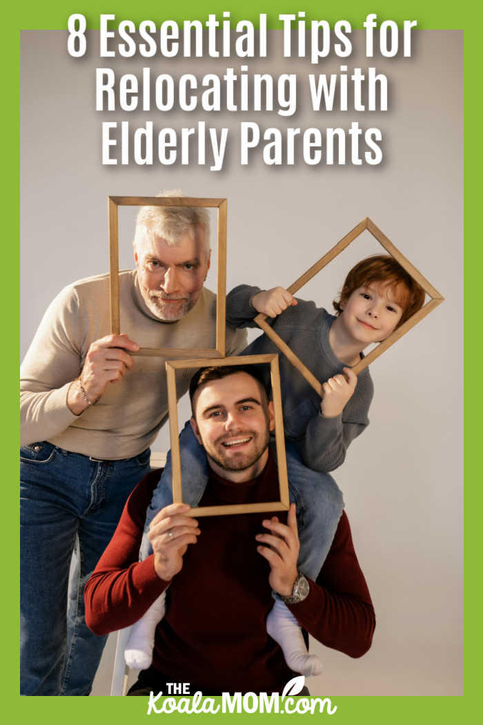 8 Essential Tips for Relocating to Gatineau with Elderly Parents. Photo of grandpa, dad and grandson holding picture frames around their faces by Alena Darmel via Pexels.