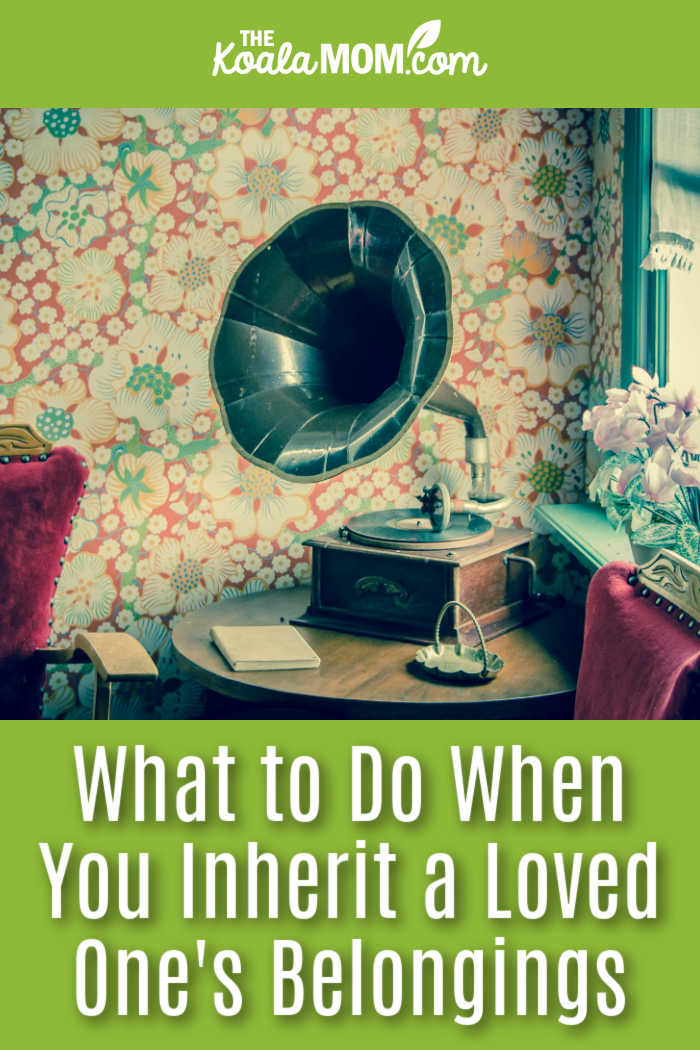 What to Do When You Inherit a Loved One's Belongings. Photo of brown and black gramophone sitting on a side table by ClickerHappy via Pexels.