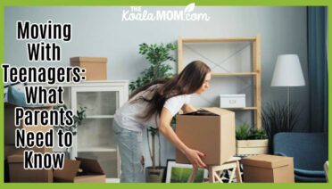 Moving With Teenagers: What Parents Need to Know. Photo of teenage girl wearing a white shirt and ripped jeans putting a moving box in a pile by Vitaly Gariev via Unsplash.