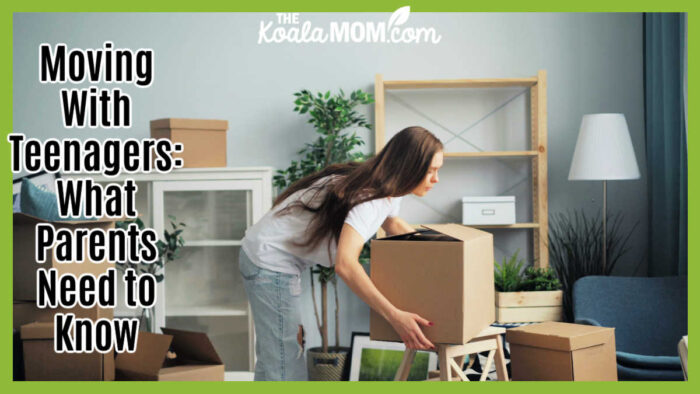 Moving With Teenagers: What Parents Need to Know. Photo of teenage girl wearing a white shirt and ripped jeans putting a moving box in a pile by Vitaly Gariev via Unsplash.