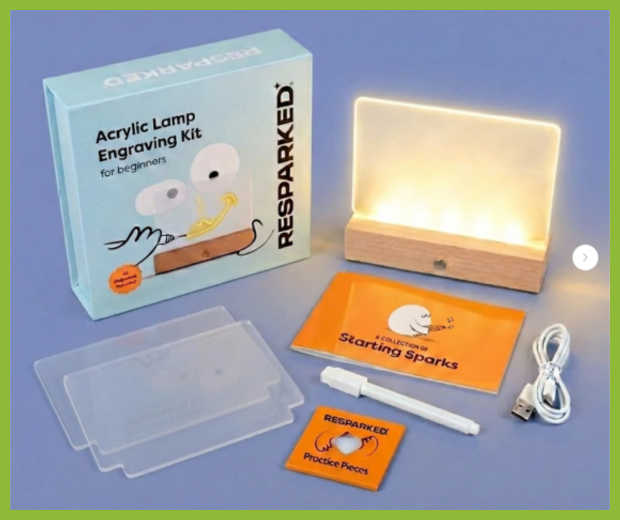 Acrylic lamp engraving kit. Photo via https://resparked.com/products/acrylic-lamp-kit.