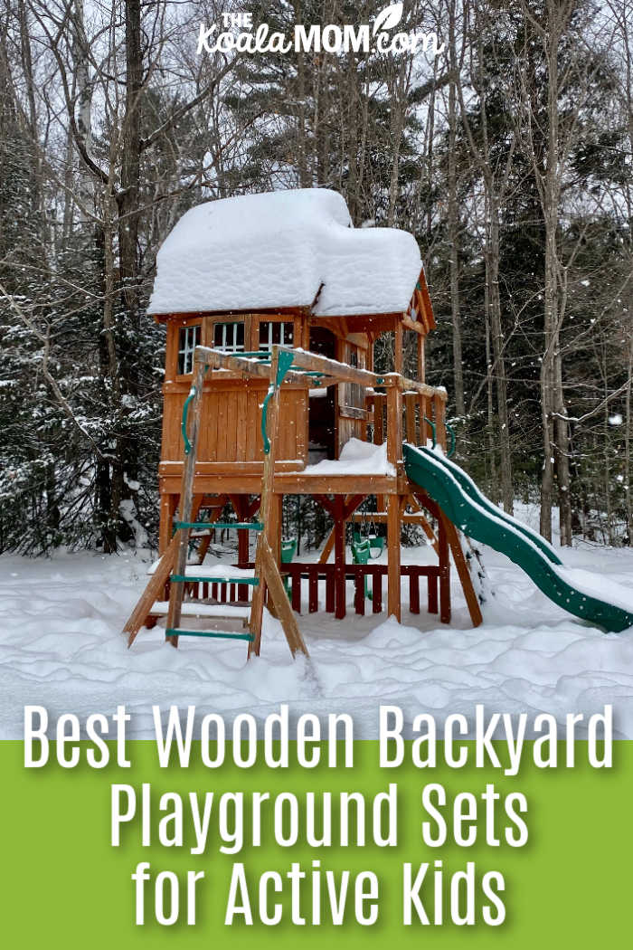 Best Wooden Backyard Playground Sets for Active Kids. Photo of snow-covered wooden backyard playground set by Emily Bow Pearce via Pexels.